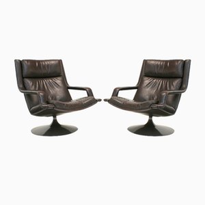 Leather Swivel Lounge Chairs by Geoffrey David Harcourt for Artifort, 1970s, Set of 2