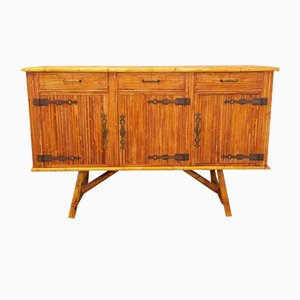 Vintage Rattan Sideboard attributed to Adrien Audoux & Frida Minet, 1960s