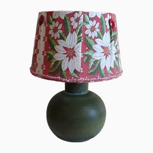 Lampada da tavolo vintage con base in ceramica verde, Germania, anni '70