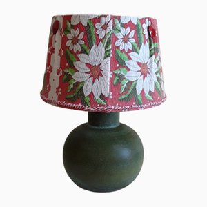 Deutsche Vintage Tischlampe mit grünem Keramikfuß, 1970er