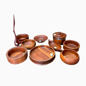 Scandinavian Modern Teak Bowls, Set of 10