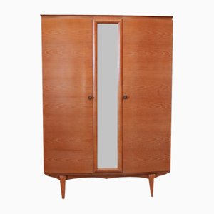 Art Deco Cabinet in Oak Surrounded with Mirror, France, 1940s