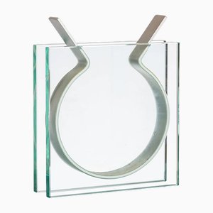 Post Modernist Glass and Metal Italian Design Vase from Fiam, 1990s