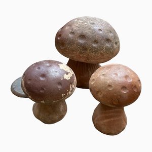 Funghi grandi in terracotta, anni '60, set di 3