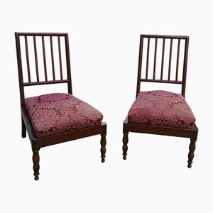 Set of Dining Chairs in Fabric and Wood