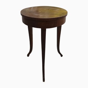 Round Side Table with Drawer and Saber Feet