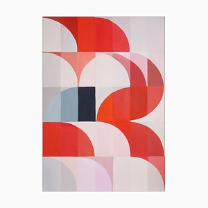 Rote Mohnblume Abstraktion, Blühende Frühlingsfelder, Bauhaus Muster