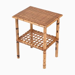 Mid-Century Italian Bamboo and Rattan Coffee Table with Magazine Rack by Tito Agnoli, 1960s