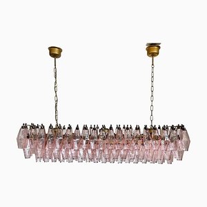 Murano Poliedri Chandelier 138 in Pink Glasses by Carlo Scarpa, 1990s