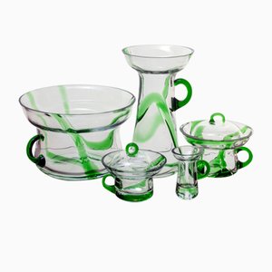 Set di bicchieri verdi, anni '70, set di 5