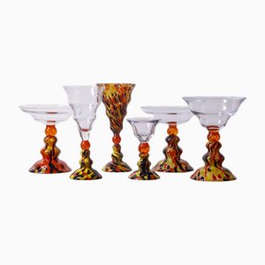 Spatter Glass Goblets from Exbor, 1950s, Set of 6