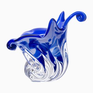 Blue Glass Corncupia Vase, 1970s