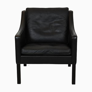 Fauteuil 2207 en Cuir Noir par Børge Mogensen pour Fredericia, 1990s