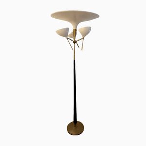 Mid-Century Italian Modern Metal & Brass Floor Lamp from Lumen Milano, 1950s