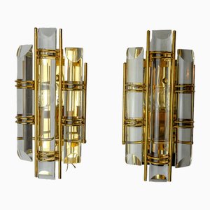 Sconces in Cut Murano Glass from Venini, Italy, 1970s, Set of 2