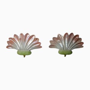 Applique con fiori di loto in ceramica di AI Minervino, Italia, 1970, set di 2