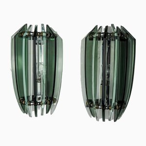 Two-Tone Sconces in Green Murano Glass from Veca, Italy, 1970s, Set of 2
