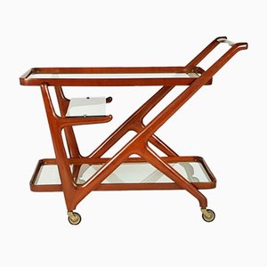 Mid-Century Modern Wood & Glass Trolley by Cesare Lacca for Cassina, 1950s