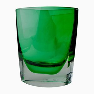 Jarrón Sommerso verde de cristal de Murano atribuido a Seguso, Italia, años 80
