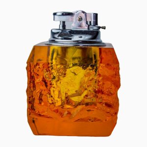 Briquet Ice Cube Orange en Verre de Murano attribué à Antonio Imperatore, Italie, 1970