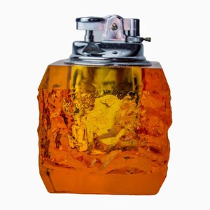 Mechero Ice Cube naranja de cristal de Murano atribuido a Antonio Imperatore, Italia, años 70