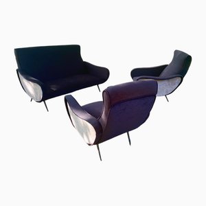 Fauteuils et Canapé par Marco Zanuso, Italie, 1950s, Set de 3, 1950s, Set de 3