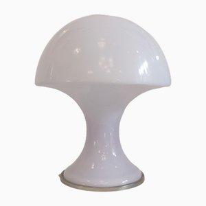 Lampada a fungo grande in vetro opalino bianco, Italia, anni '70
