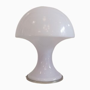 Large White Opal Glass Mushroom Lamp, Italy, 1970s