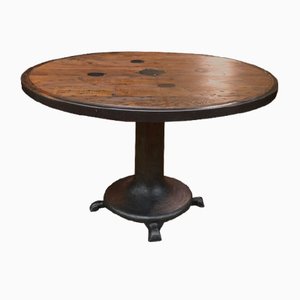 Industrial Round Metal Dining Table, 1900s