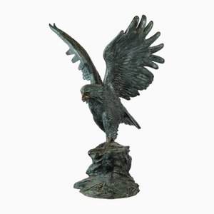 Escultura de águila de bronce patinado, Italia, años 70, Bronce