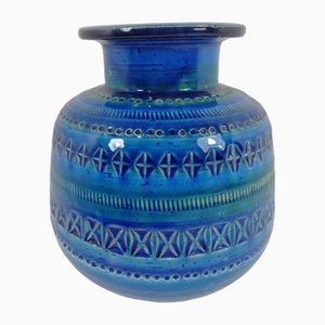 Vase Flavia Montelupo Bleu de Rimini, Italie, 1960s