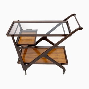 Mid-Century Italian Modern Walnut Bar Cart attributed to Cesare Lacca for Cassina, 1950s
