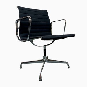 Aluminum Chairs EA 108 in Hopsak Black by Charles & Ray Eames for Vitra, Set of 4