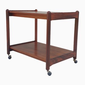 Rosewood Trolley with Shelves attributed to Dino Cavalli for Tredici Company, Pavia, 1960s