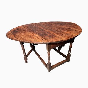 17th Century Oval Oak Drop Leaf Table