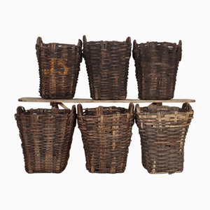French Grape Picking Baskets, 1890s, Set of 6