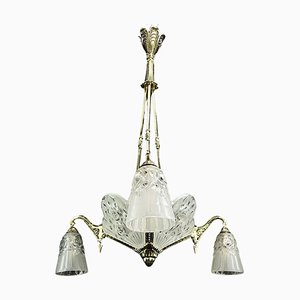 Lámpara de araña Art Déco atribuida a P. Gilles, París, años 30