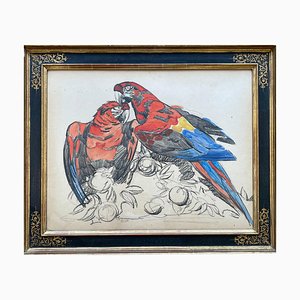 Paul Jouve, Two Parrots di Paul Jouve, Francia, 1930, Carta