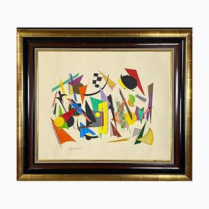 Mozzamino, Abstract Painting, 1980s, Wood & Paper