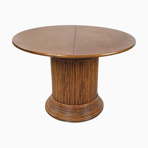 Mid-Century Italian Round Wooden Dining Table with Extensions, 1960s