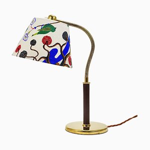 Table Lamp in Brass and Leather by Josef Frank for J.T. Kalmar, Austria, 1930s