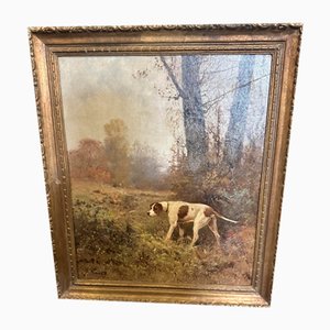 Jeau Renaud, Hunting Dog, 1800s, Oil on Canvas