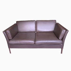 Mid-Century Danish Leather Sofa with Down Filled Cushions, 1970s