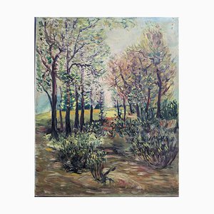 Paysage Impressionniste, Huile sur Toile, 1890s, Huile sur Toile