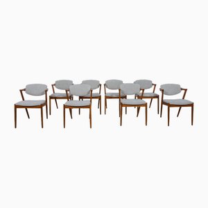 Mid-Century Teak Model 42 Dining Chairs by Kai Kristiansen for Schou Andersen, 1960s, Set of 8