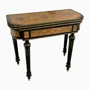 Antique French Victorian Inlaid Marquetry Card/Console Table, 1860s