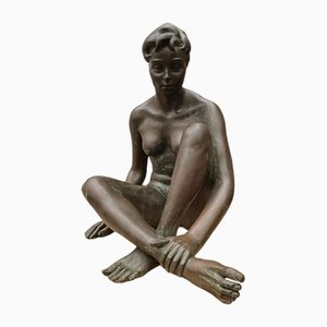 Escultura de mujer Bruni de bronce, años 20