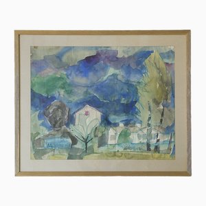 Frideborg Bryth, Aquarell, 1950er, Aquarell, Gerahmt