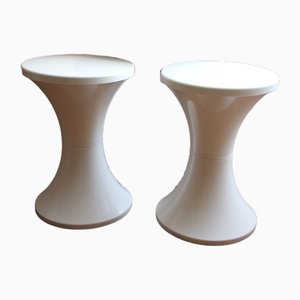 Space Age White Plastic Stools, 1990, Set of 2