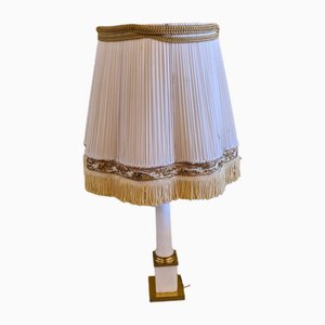 French Table Lamp with Alabaster and Gold Plated Elements, 1950s